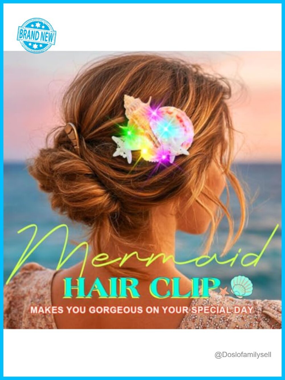 LED Mermaid Shell Starfish Hair Clips Set - Picture 4 of 5